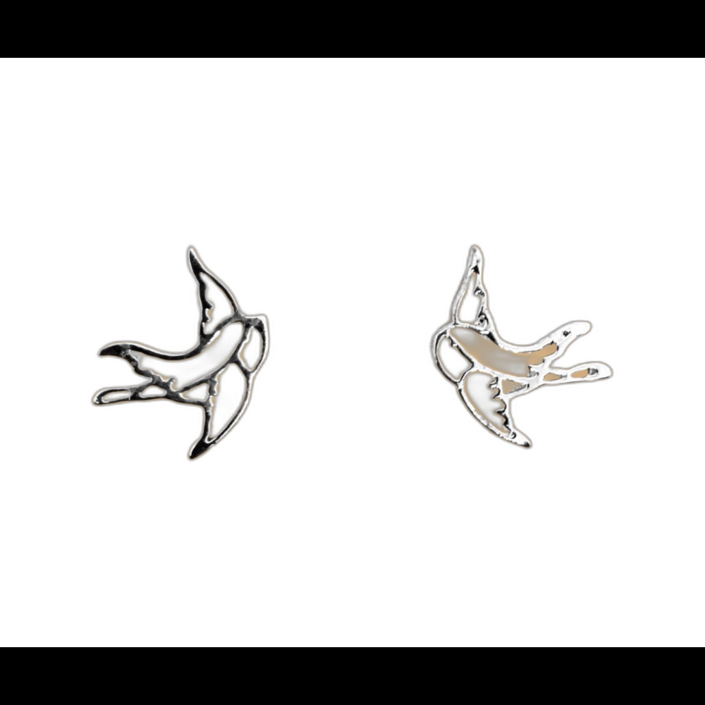 Indio Jewelry Brushed Silver Cutout Bird Stud Earrings #120